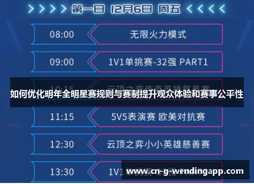 如何优化明年全明星赛规则与赛制提升观众体验和赛事公平性